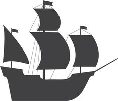 het zeilen schip in vlak stijl een vector.naval fregat. geïsoleerd Aan een wit achtergrond.zwart silhouet.nautical marinier schip. vector