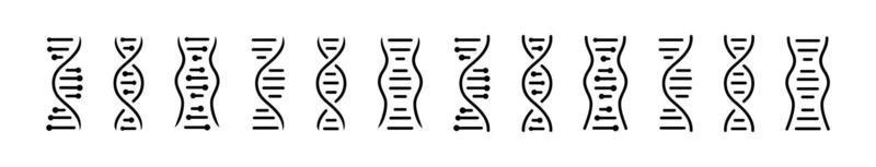 wetenschap symbool dna icoon set, dna helix, chromosoom, molecuul symbool, vector illustratie