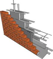 onvoltooid muur, illustratie, vector Aan wit achtergrond.