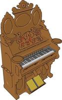 bruin piano, illustratie, vector Aan wit achtergrond.