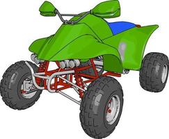 groen quad fiets, illustratie, vector Aan wit achtergrond.