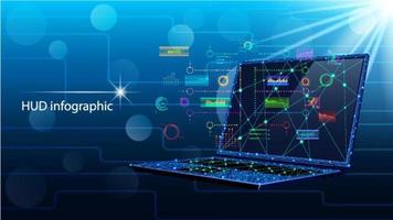 Hud infographic met notebook in laag poly ontwerp vector