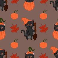 halloween kawaii kat met kostuum vector naadloos patroon