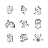 set van pictogrammen voor otolaryngologie vector