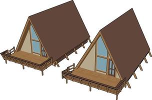 bruin houten huis, illustratie, vector Aan wit achtergrond.