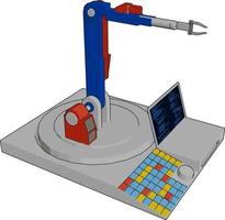 blauw robot machine, illustratie, vector Aan wit achtergrond.