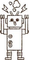 robot vonken houtskool tekening vector