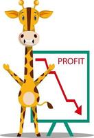 giraffe met winst druppel, illustratie, vector Aan wit achtergrond.