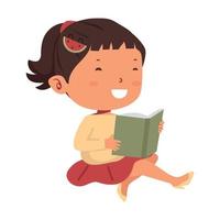schattig meisje zitten lezing boek vector