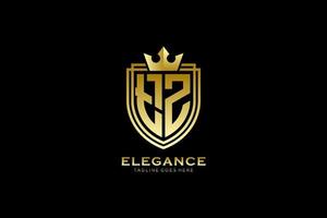 eerste tz elegant luxe monogram logo of insigne sjabloon met scrollt en Koninklijk kroon - perfect voor luxueus branding projecten vector