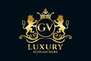 eerste gv brief leeuw Koninklijk luxe logo sjabloon in vector kunst voor luxueus branding projecten en andere vector illustratie.