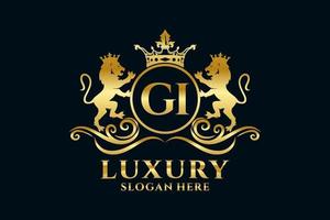 eerste gi brief leeuw Koninklijk luxe logo sjabloon in vector kunst voor luxueus branding projecten en andere vector illustratie.
