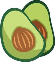 avocado besnoeiing in voor de helft, illustratie, vector Aan wit achtergrond