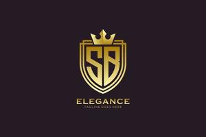 eerste sb elegant luxe monogram logo of insigne sjabloon met scrollt en Koninklijk kroon - perfect voor luxueus branding projecten vector