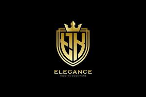 eerste tk elegant luxe monogram logo of insigne sjabloon met scrollt en Koninklijk kroon - perfect voor luxueus branding projecten vector