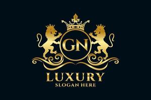 eerste gn brief leeuw Koninklijk luxe logo sjabloon in vector kunst voor luxueus branding projecten en andere vector illustratie.