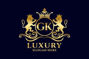 eerste gk brief leeuw Koninklijk luxe logo sjabloon in vector kunst voor luxueus branding projecten en andere vector illustratie.