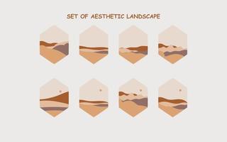 reeks van esthetisch landschap. abstract boho landschap vector