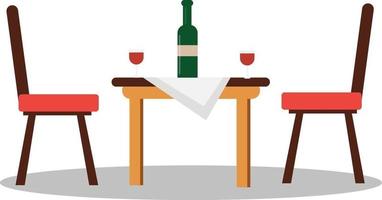 avondeten tafel, illustratie, vector Aan een wit achtergrond.