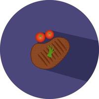 steak met tomaten, illustratie, vector Aan een wit achtergrond.