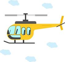 geel helikopter, illustratie, vector Aan een wit achtergrond.