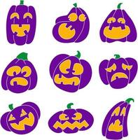 reeks pompoenen voor halloween. vector illustraties.