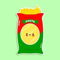 sticker spaghetti karakter. vector hand- getrokken tekenfilm kawaii karakter illustratie icoon. geïsoleerd Aan groen achtergrond. pasta karakter concept