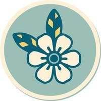 tatoeëren stijl sticker van een bloem vector