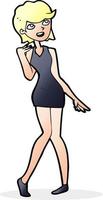 tekenfilm vrouw in cocktail jurk vector
