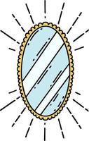 traditioneel tatoeëren stijl schijnend spiegel vector