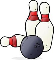 bowlingcartoon met tien pinnen vector