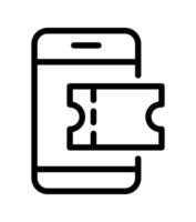 kopen ticket online in smartphone vector icoon. schets telefoon bus teken symbool voor web ontwerp geïsoleerd Aan wit achtergrond