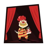 moordenaar clown met een mes. halloween. vector