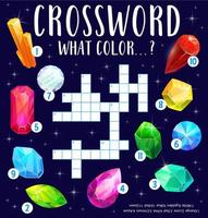 edelsteen, juweel en Kristallen kruiswoordraadsel werkblad spel vector