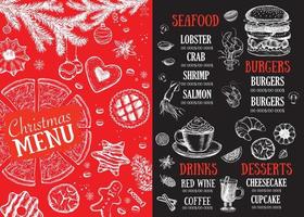 kerstmenu café. voedsel folder. restaurant menu. sjabloon ontwerp. vector