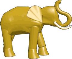 3d model- van olifant, illustratie, vector Aan wit achtergrond.