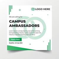 campus ambassadeurs instagram sociaal media banier ontwerp vrij vector