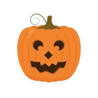 halloween pompoen met eng gezicht icoon geïsoleerd Aan wit. schattig tekenfilm jack-o'-lantern. halloween partij decoraties. gemakkelijk naar Bewerk vector sjabloon.