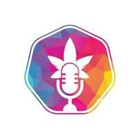 hennep podcast vector logo ontwerp. podcast logo met hennep blad vector sjabloon.