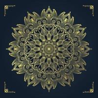 luxe gouden mandala overladen achtergrond voor bruiloft uitnodiging. gouden ornament ontwerp achtergrond vector