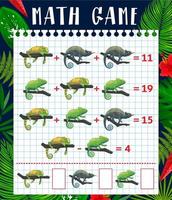 wiskunde spel werkblad tekenfilm tropisch kameleons vector