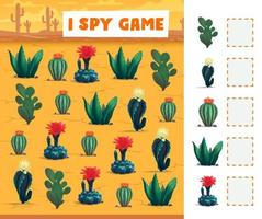 cactussen in Mexicaans woestijn ik spion spel werkblad vector