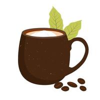 klein koffie mok vector voorraad illustratie. een geurig heet drankje. medium geroosterd koffie bonen. geïsoleerd Aan een wit achtergrond.