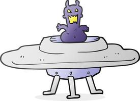 cartoon alien in vliegende schotel vector
