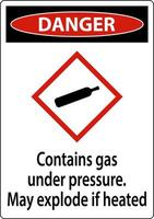 gevaar bevat gas onder druk ghs teken op witte achtergrond vector