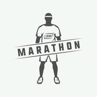 wijnoogst marathon of rennen logo, embleem, insigne, poster, afdrukken of label. vector illustratie.