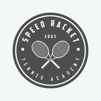 wijnoogst tennis logo, insigne, embleem en veel meer. vector illustratie