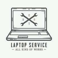 wijnoogst laptop. kan worden gebruikt voor logo, insigne, embleem en veel meer. vector illustratie