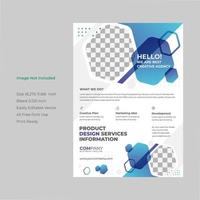 blauwe zeshoekige vorm brochure folder sjabloon vector