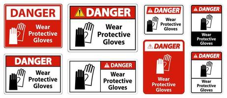 gevaar draag beschermende handschoenen vector